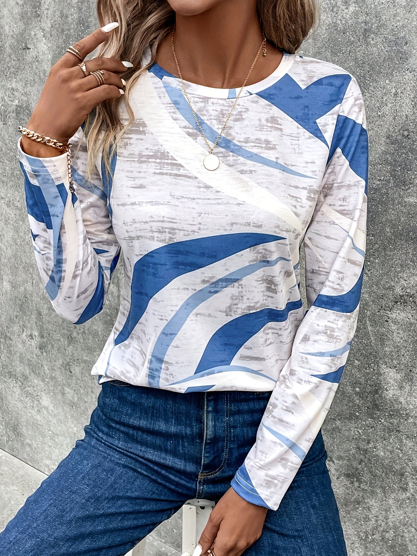 New European and American Pattern Printed T-shirt Women's Top